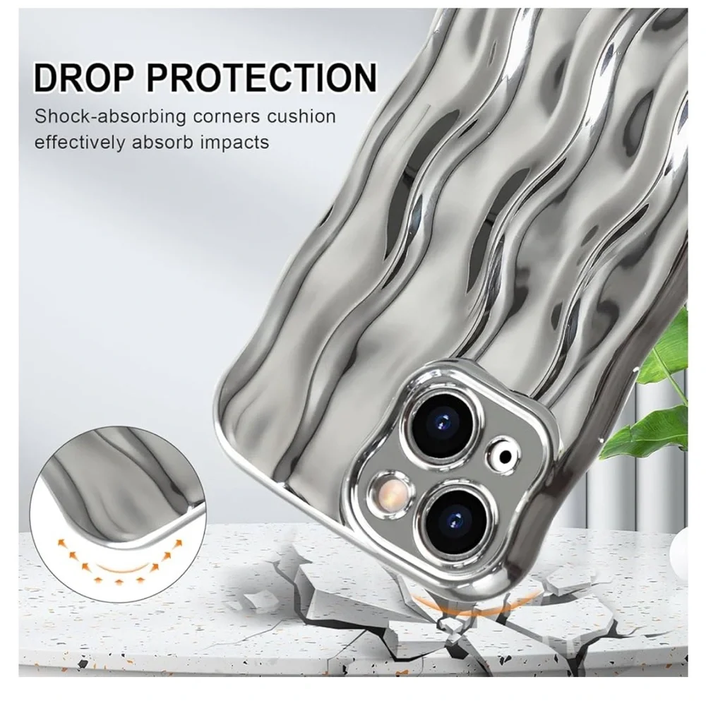 iPhone 13 MAX Silver Wave Pattern phone Case water ripple thin lightweight